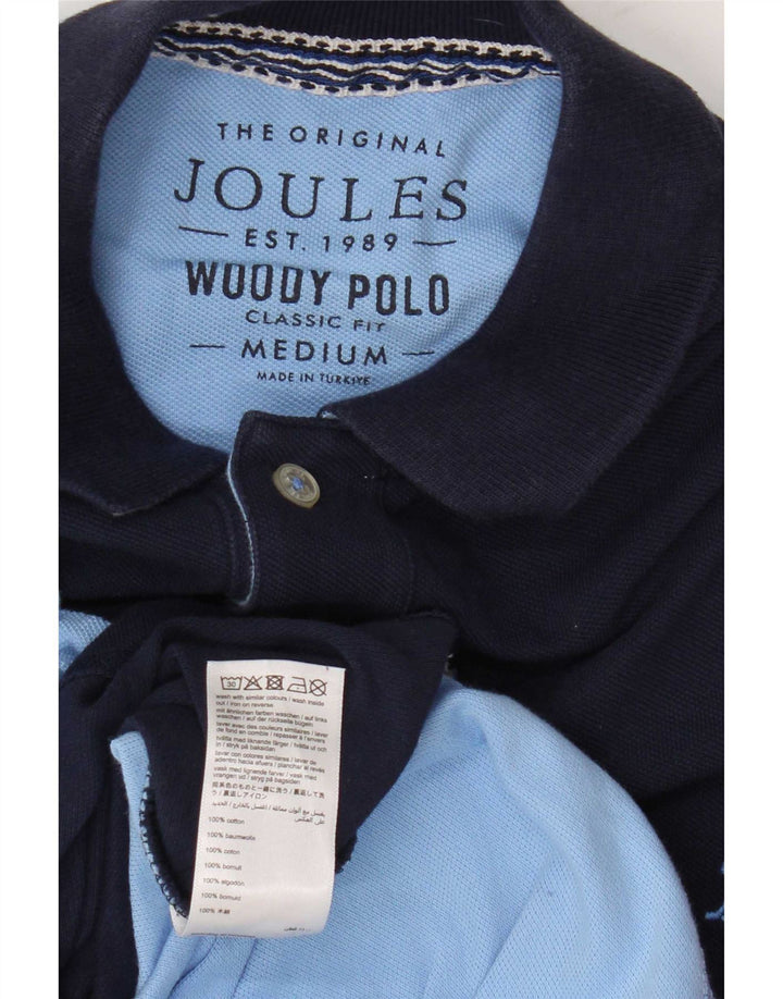 Jules Herren-Kurzarm-Poloshirt aus mittelblauer, marineblauer Colourblock-Baumwolle