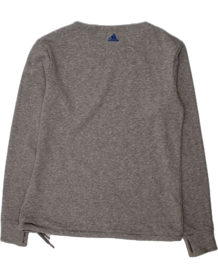 ADIDAS Womens Graphic Sweatshirt Jumper UK 12/14 Medium Grey Cotton Vintage Adidas and Second-Hand Adidas from Messina Hembry 