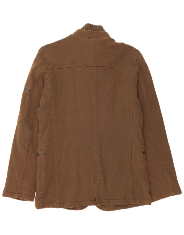 Zara Herren-Windbreaker-Jacke, UK 38, mittlere Khaki-Baumwolle