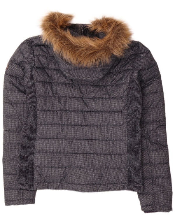 Superdry Wattierte Jacke mit Kapuze für Damen UK 12 Medium Marineblau Polyester