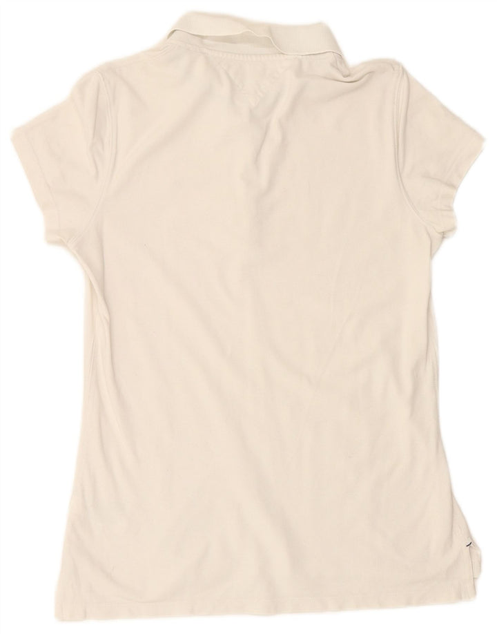 TOMMY HILFIGER Damen Slim Poloshirt UK 18 XL Weiße Baumwolle