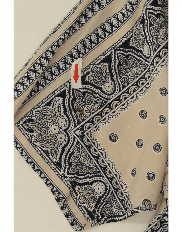 Alcatraz Herren Kurzarm-Pullover-Hemd, Mittelbeige, Paisley-Viskose