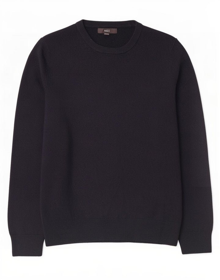 Marks & Spencer Herren-Pullover mit Rundhalsausschnitt, Mittelblau, Acryl