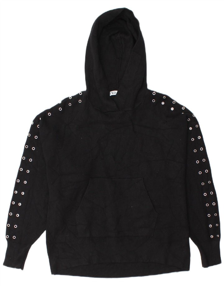 Zara Damen-Pullover, übergroß, Gr. 10, Größe S, schwarze Viskose