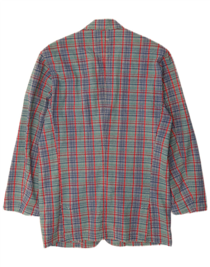 VINTAGE Herren-Blazer mit 2 Knöpfen, UK 38, mittelgrün karierte Baumwolle