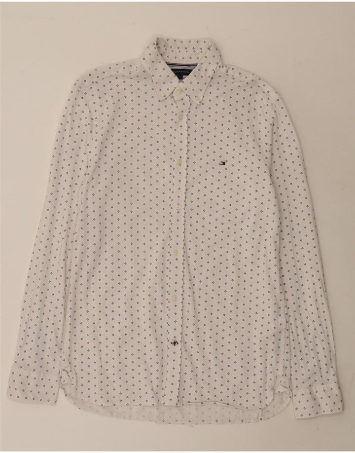 TOMMY HILFIGER Herren-Slim-Fit-Hemd, groß, weiß gefleckte Baumwolle