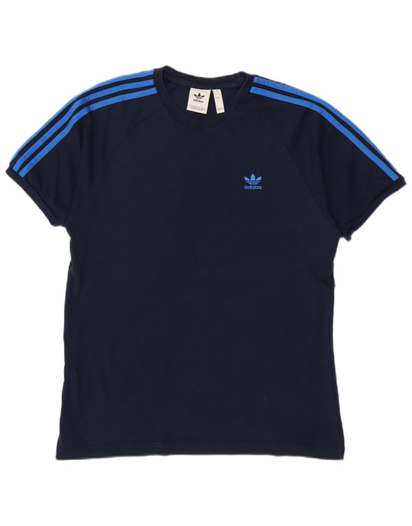 Adidas Herren T-Shirt Top Large Marineblau Baumwolle
