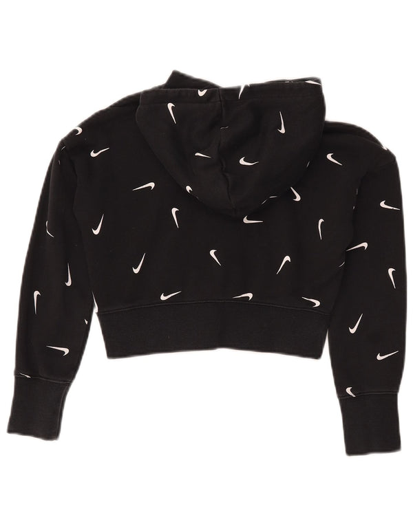NIKE Mädchen Crop Graphic Kapuzenpullover in Standard-Passform, 8–9 Jahre, Größe S, Schwarz
