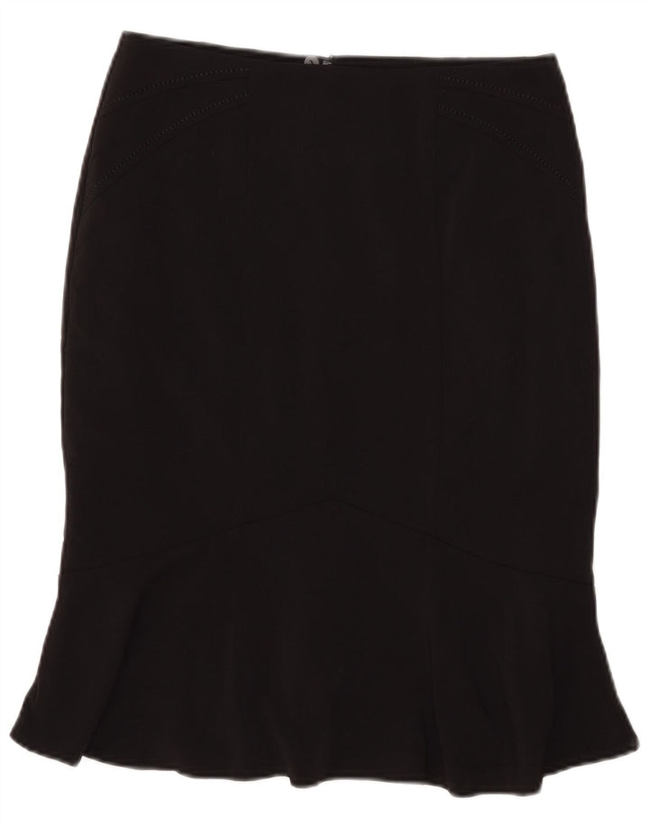 Marks & Spencer Damen Trompetenrock UK 10 Small W29 Schwarz Polyester