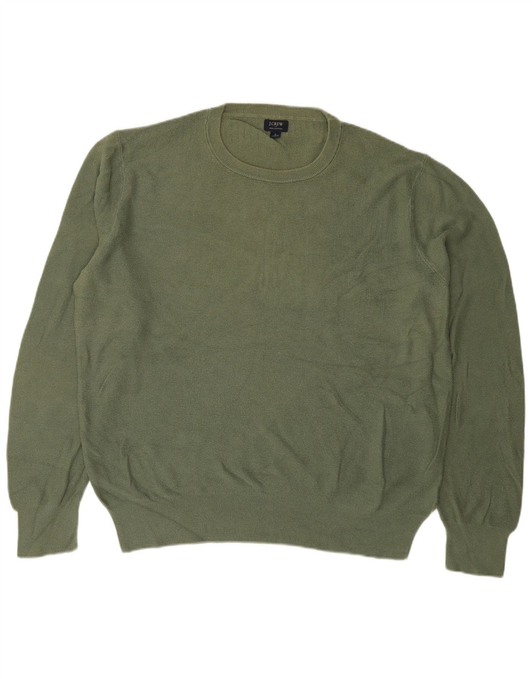 J. Crew Herren-Pullover mit Rundhalsausschnitt, groß, grüne Baumwolle