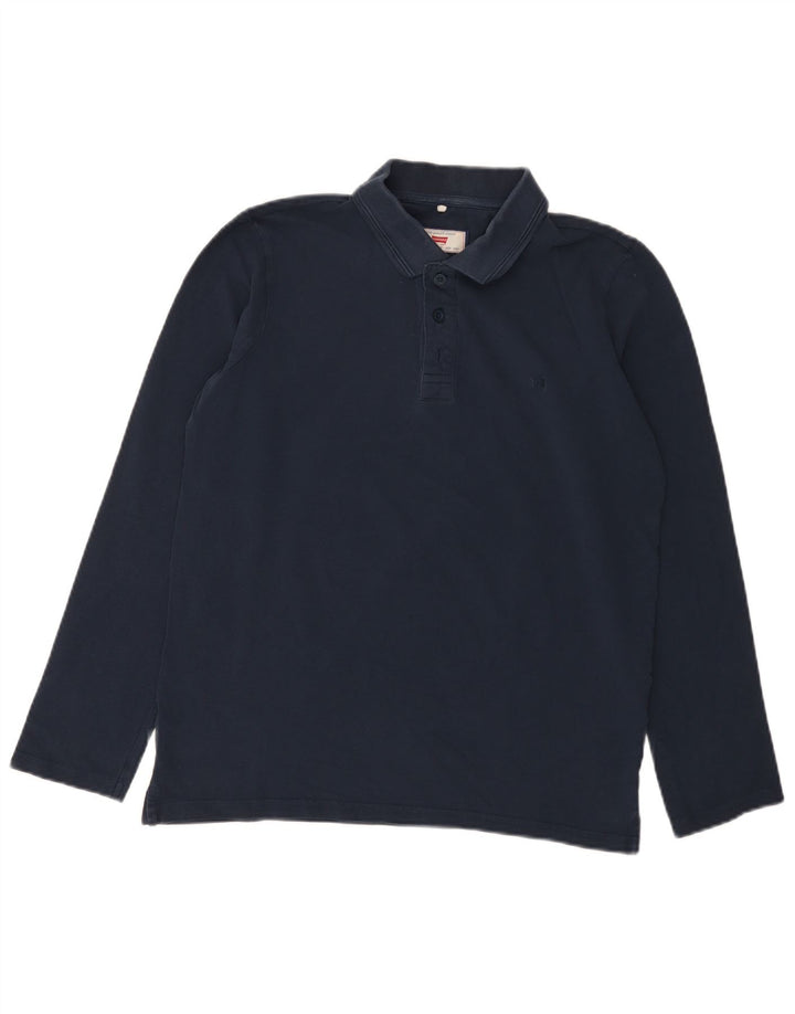 Carrera Herren-Langarm-Poloshirt aus mittelblauer, normaler Baumwolle