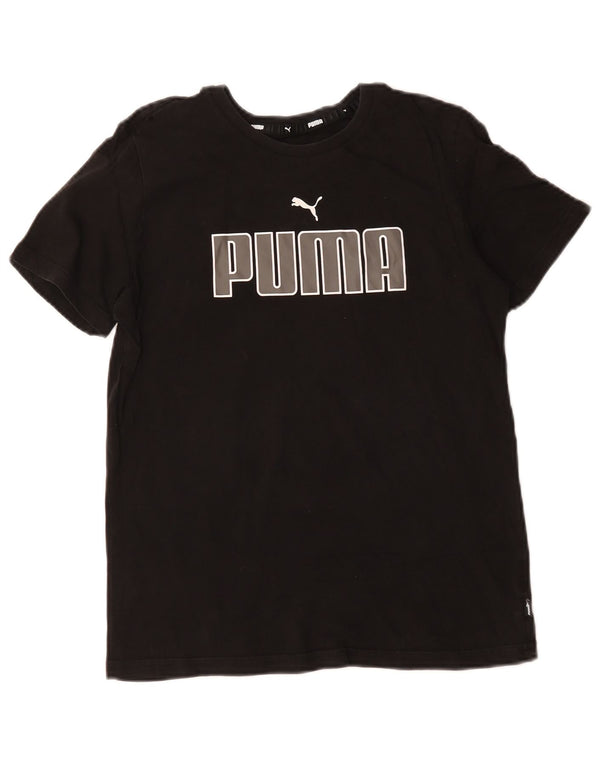 Puma Damen Grafik T-Shirt Top UK 10 Small Schwarz Baumwolle
