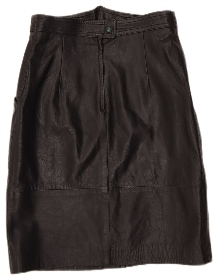 Vintage Damen Lederrock IT 42 Medium W27 Schwarz