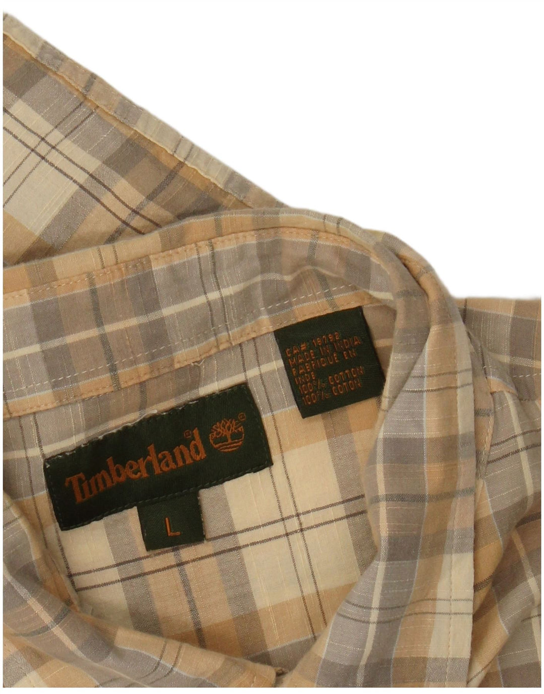 Timberland Herren-Kurzarmhemd, groß, gelb kariert, Baumwolle