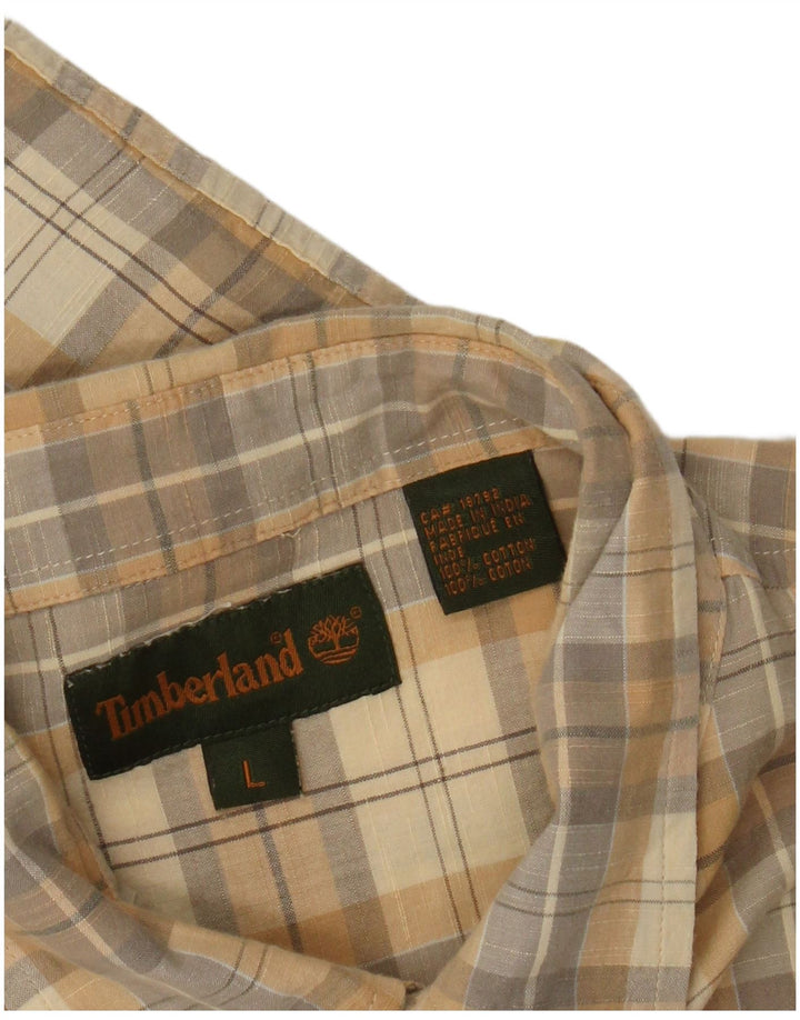 Timberland Herren-Kurzarmhemd, groß, gelb kariert, Baumwolle