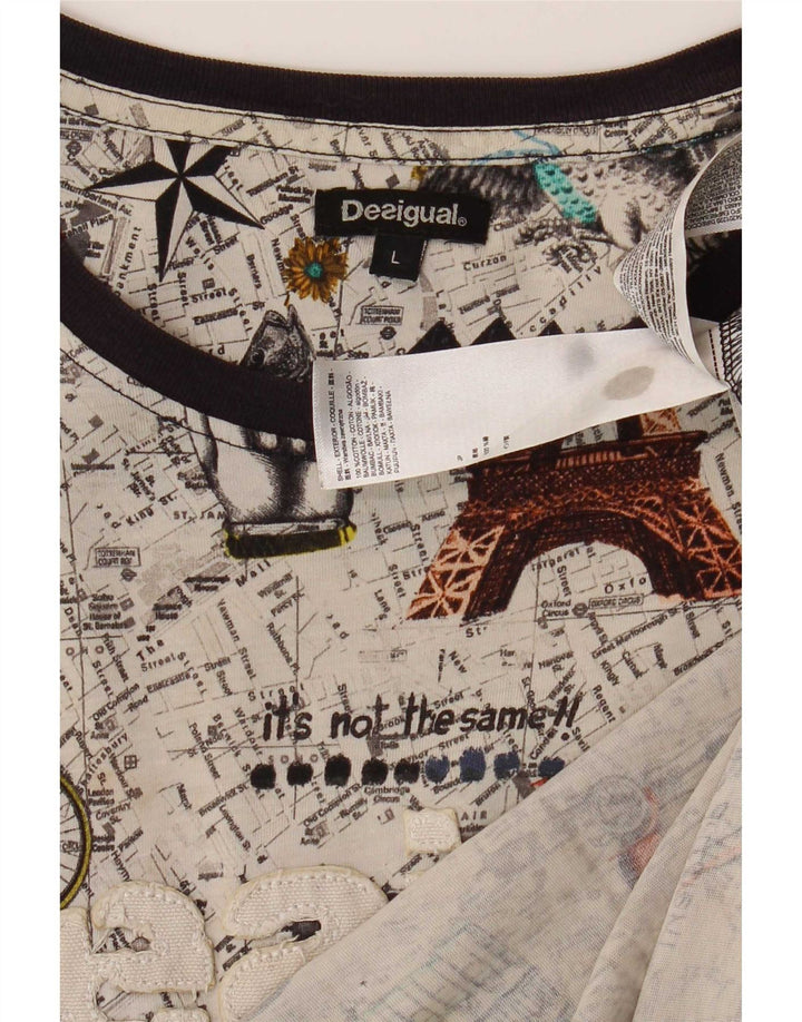 Desigual Herren-T-Shirt mit Grafik, groß, mehrfarbig, Baumwolle