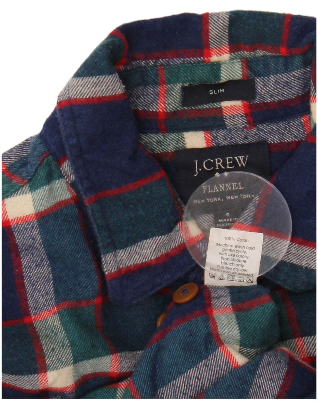 J. CREW Slim Flanellhemd für Herren, klein, marineblau, kariert, Baumwolle