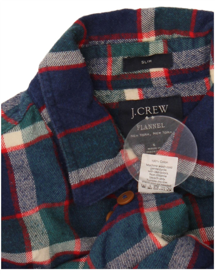 J. CREW Slim Flanellhemd für Herren, klein, marineblau, kariert, Baumwolle