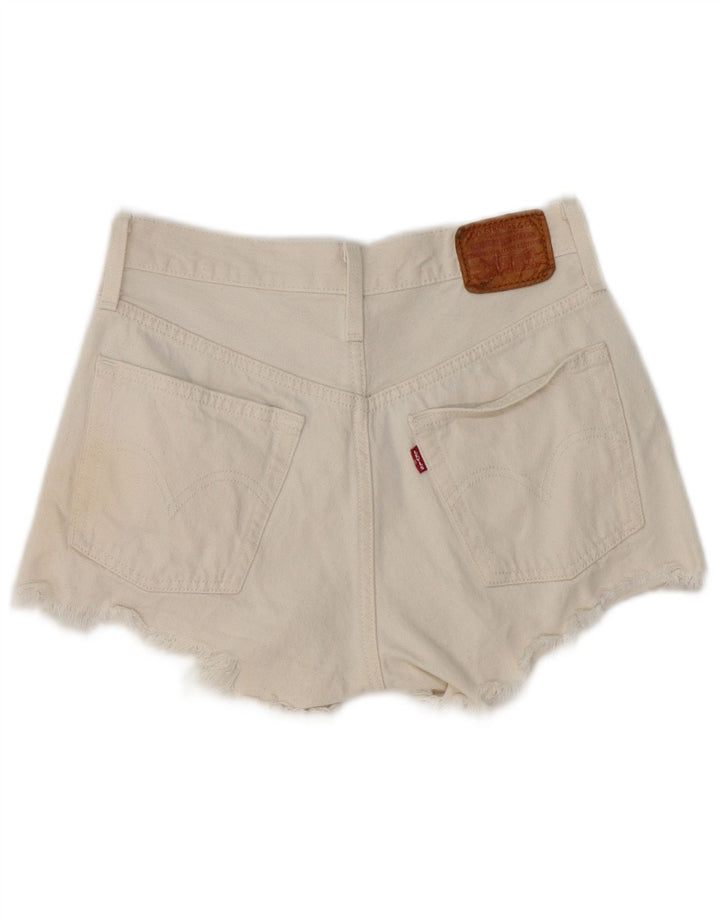 Levi's Damen Distressed Denim Shorts W25 XS Weiße Baumwolle
