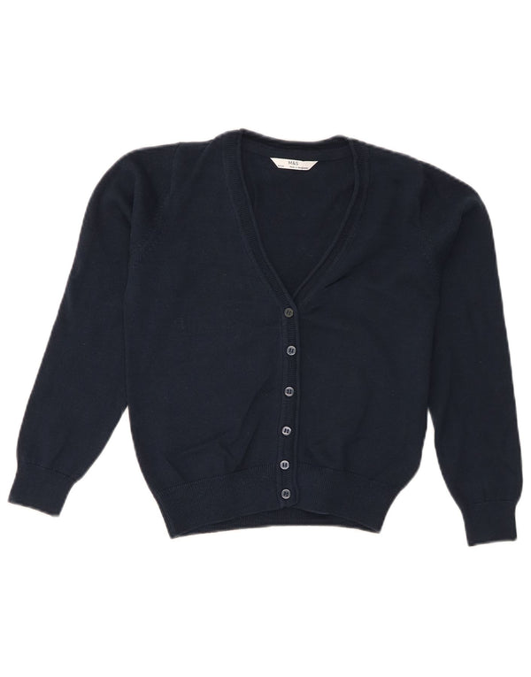 Marks & Spencer Strickjacke für Mädchen, 8–9 Jahre, marineblaue Baumwolle