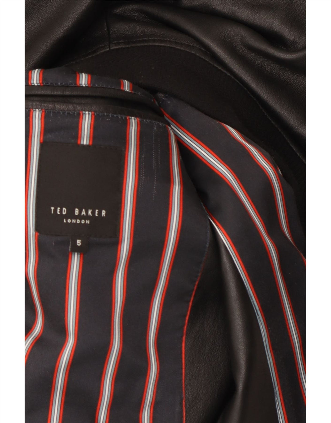 Ted Baker Herren Lederjacke Größe 5 Large Schwarz