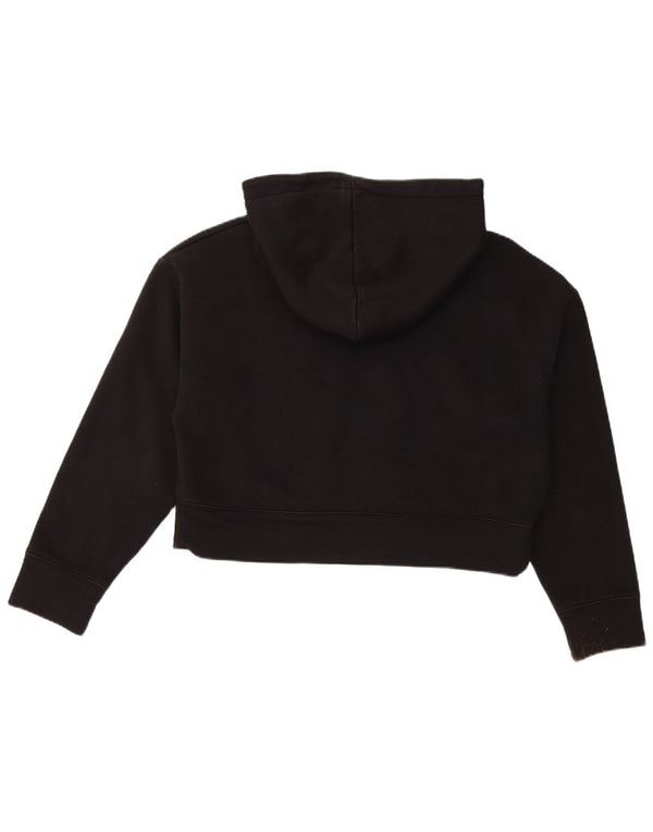 Zara Damen Crop Hoodie Pullover UK 12 Mittelschwarze Baumwolle