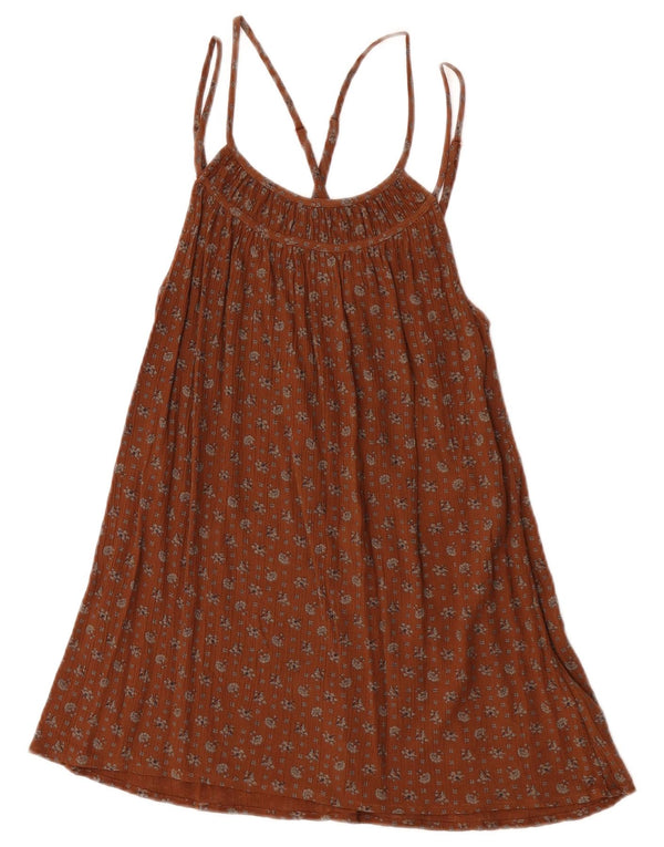 Fat Face Neckholder-Kleid für Damen, UK 6 XS, braun geblümte Viskose