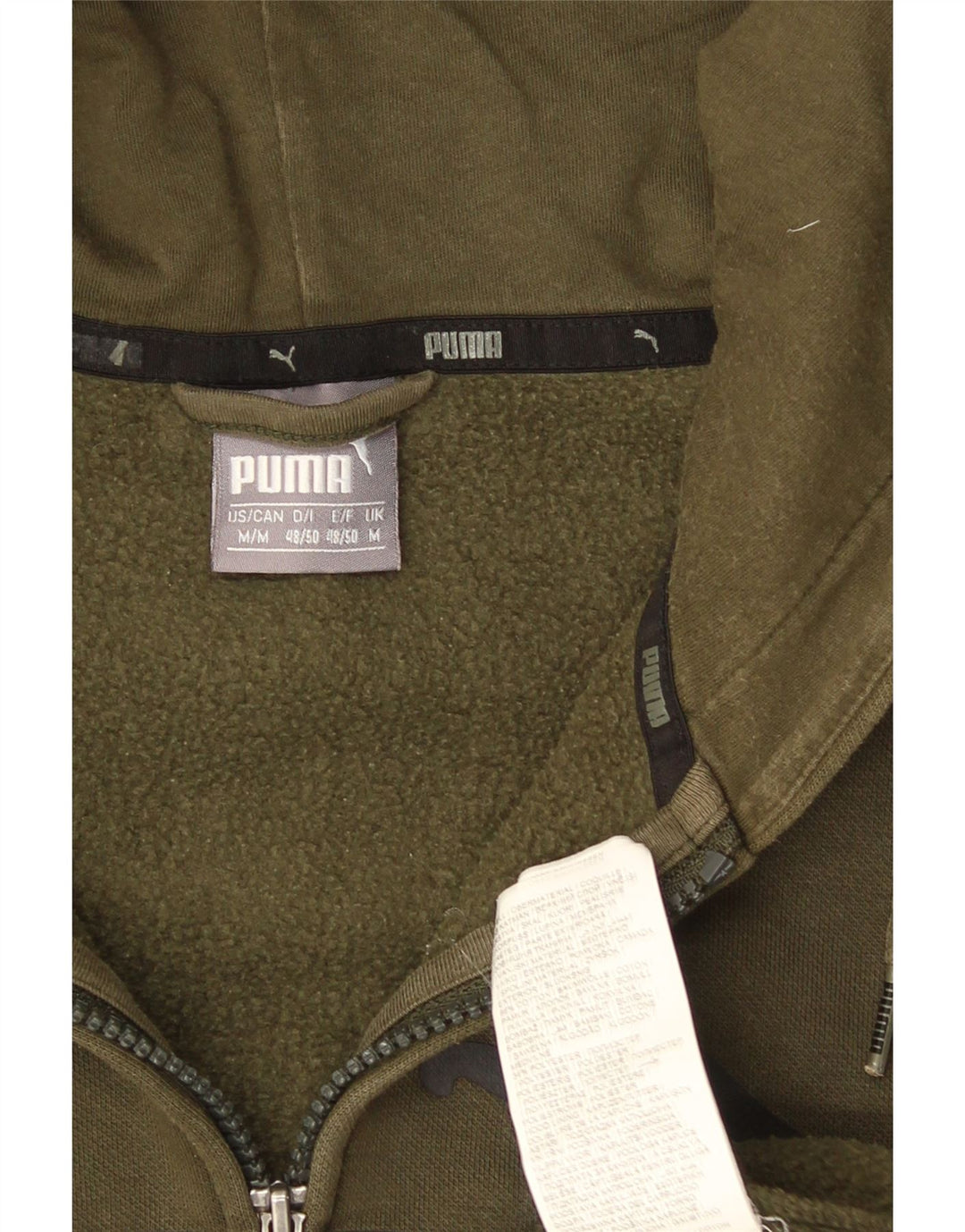 Puma Herren-Kapuzenpullover mit grafischem Reißverschluss, mittlere Khaki-Baumwolle