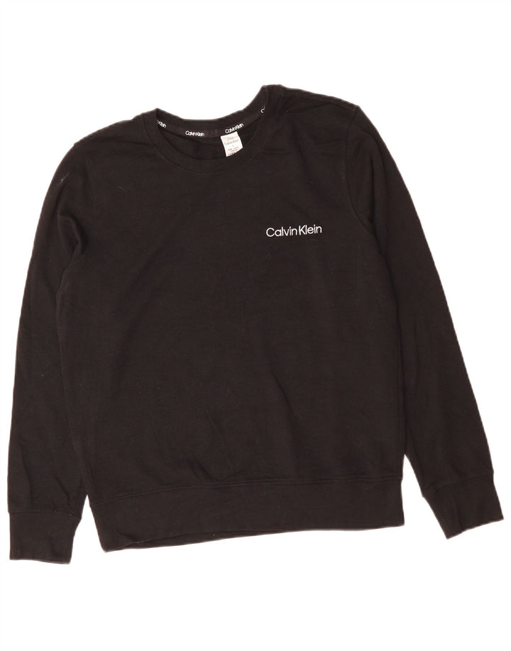 CALVIN KLEIN Damen Sweatshirt Pullover UK 14 Mittelschwarze Baumwolle