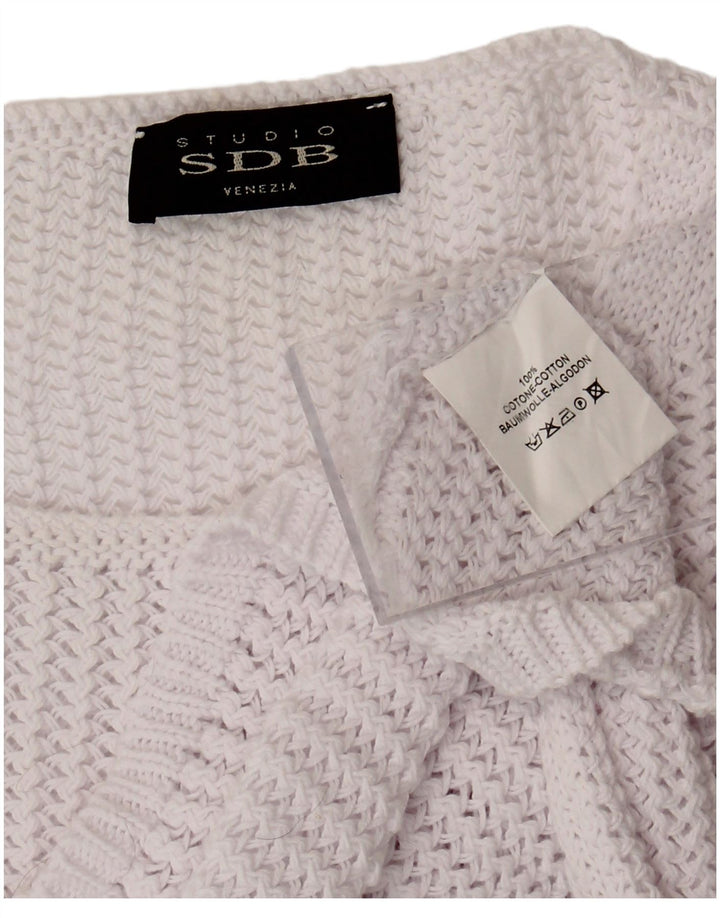 STUDIO SDB Womens Crop Boat Neck Jumper Sweater UK 14 Medium Off White