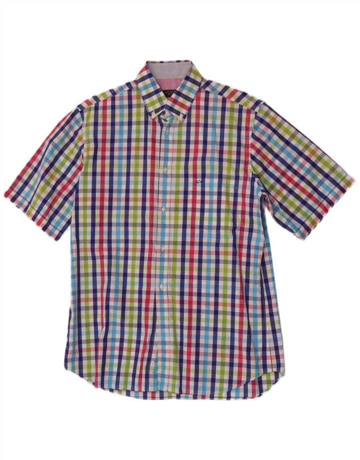 Paul & Shark Herren-Kurzarmhemd, Größe 41, groß, mehrfarbig, Gingham