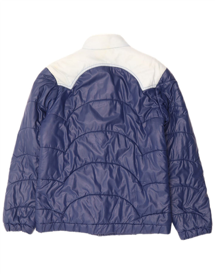 Wattierte Vintage-Jacke für Herren, UK 40, groß, marineblau, Colourblock-Polyamid