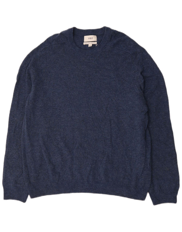 Marks & Spencer Herren-Pullover mit Rundhalsausschnitt, 2XL, Marineblau meliert