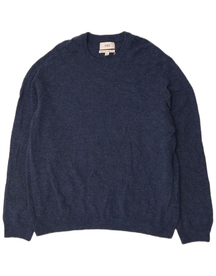 Marks & Spencer Herren-Pullover mit Rundhalsausschnitt, 2XL, Marineblau meliert