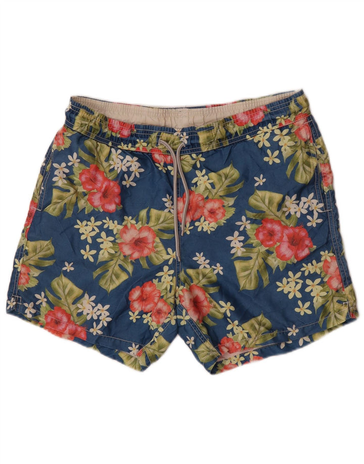 Saint Barth Herren-Badeshorts, klein, blau, geblümt, Polyester
