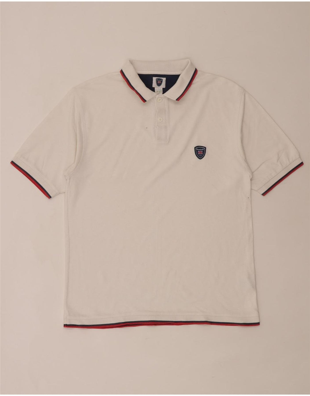 Reebok Herren-Poloshirt, groß, weiße Baumwolle