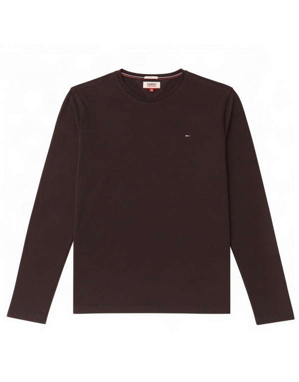 Tommy Hilfiger Herren Slim Fit Top Langarm Large Schwarz Baumwolle