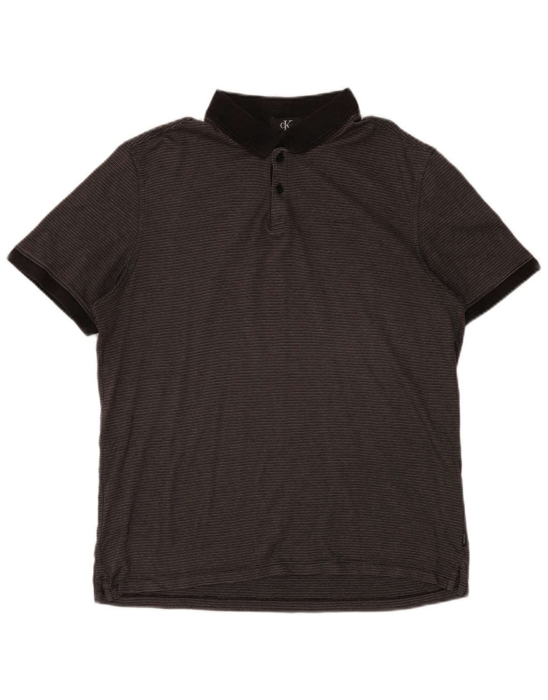 CALVIN KLEIN Herren-Poloshirt aus mittelgrauer Nadelstreifen-Baumwolle