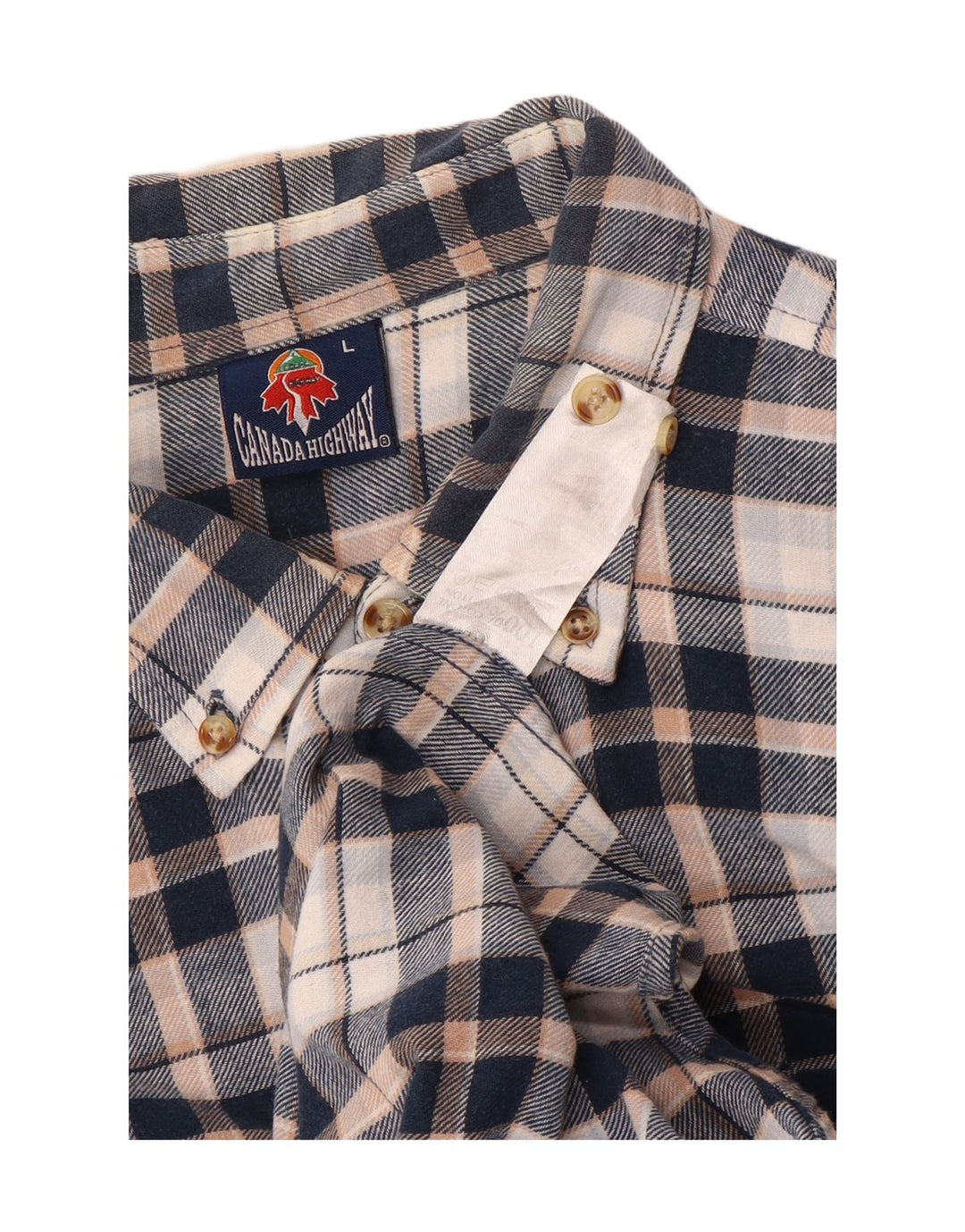 Vintage Herren-Flanellhemd, groß, marineblau, kariert, Baumwolle