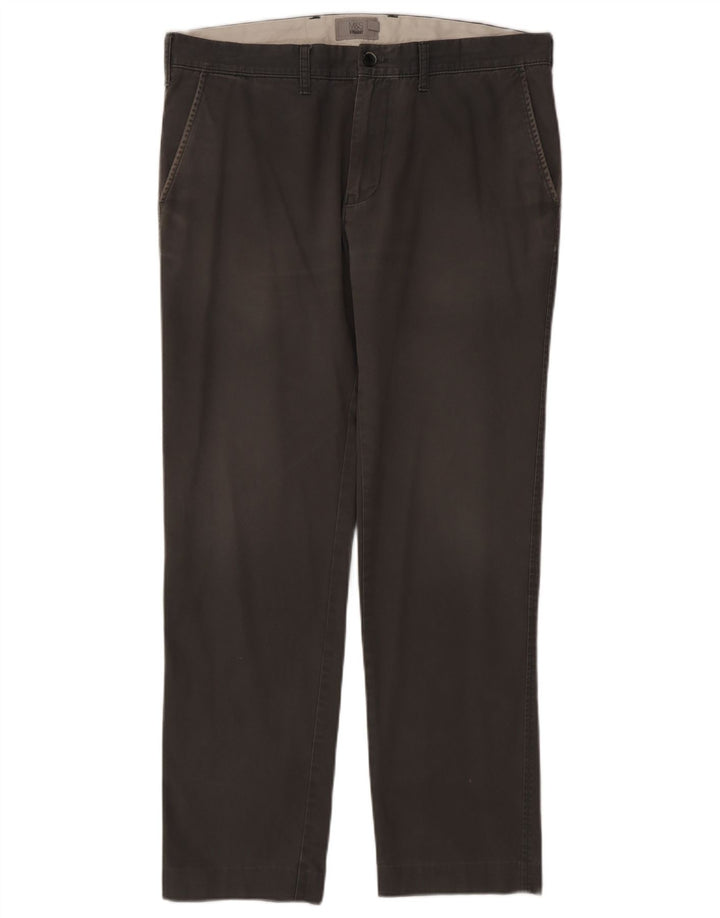 Marks & Spencer Herren gerade Chinohose W36 L30 graue Baumwolle