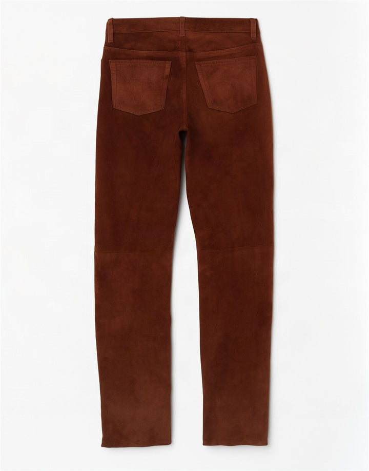 Pantera Herren-Hose aus geradem Wildleder, gerade, W31, L33, braunes Leder