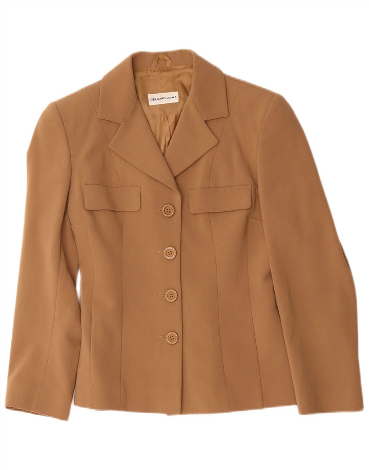 Germano Zama Damen 4-Knopf-Blazerjacke UK 38 Mittelbraun