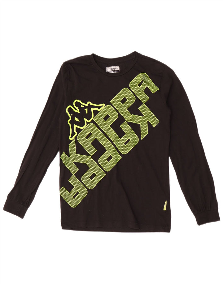 Kappa Jungen Graphic Top Langarm 13–14 Jahre schwarze Baumwolle