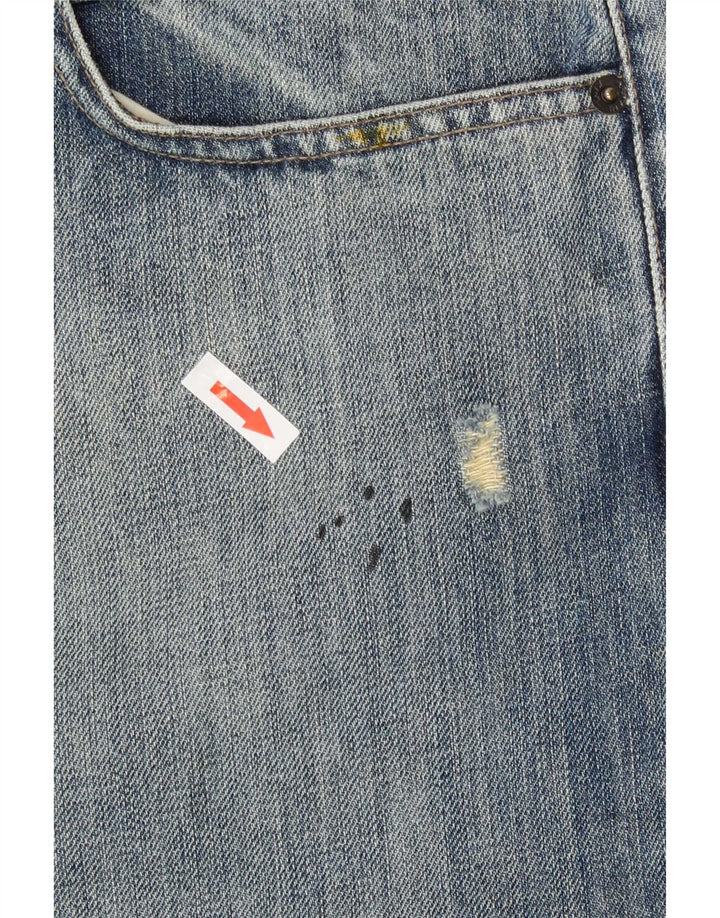 Armani Herren Distressed Straight Jeans W36 L30 Blaue Baumwolle