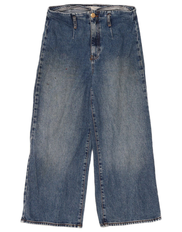 Zara Damen Crop Wide Leg Jeans EU 40 Medium W30 L23 Blau
