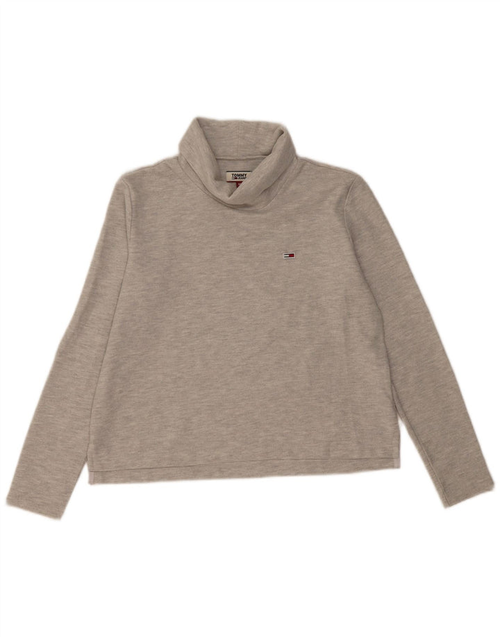 Tommy Hilfiger Rollkragenpullover für Damen, UK 14, mittelgraue Baumwolle
