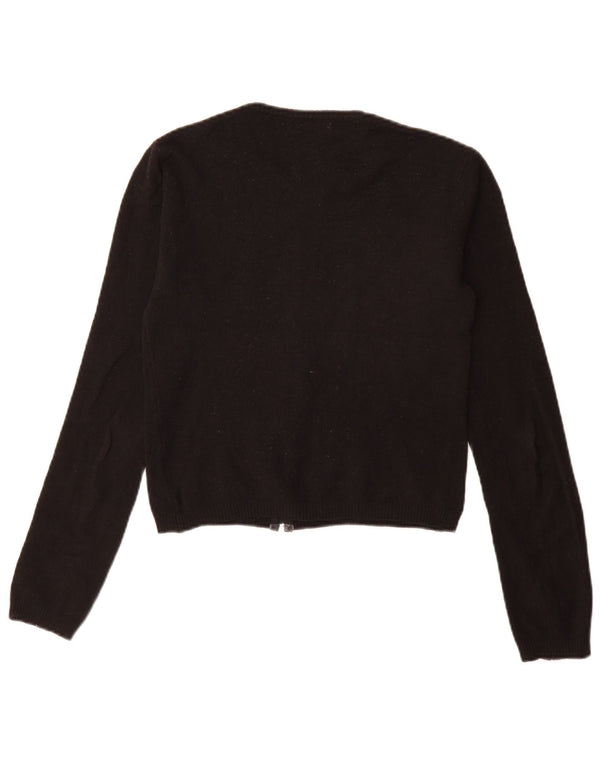 Benetton Damen-Cardigan mit durchgehendem Reißverschluss, Gr. 10, Small, Schwarz, Acryl