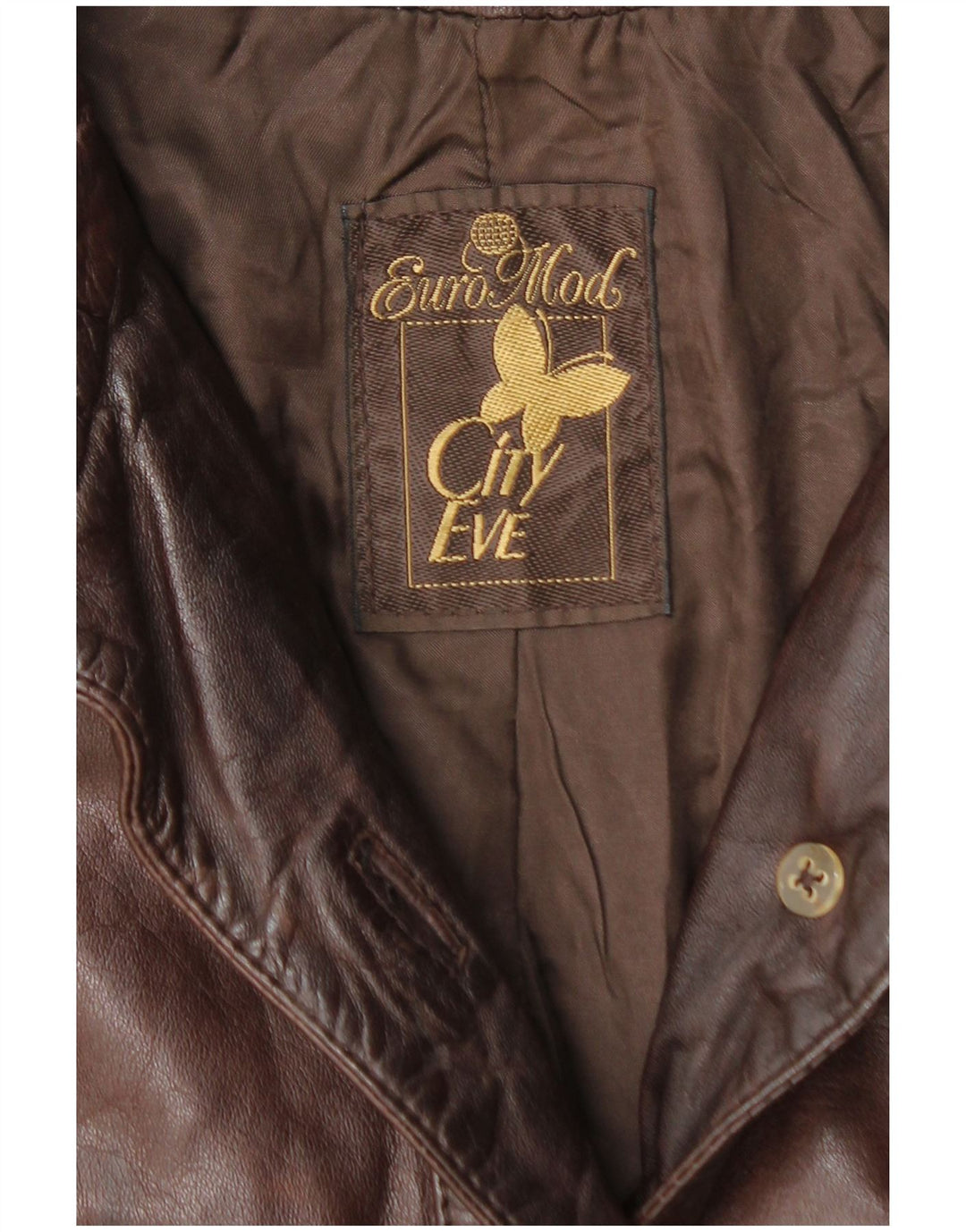 VINTAGE Damen Ledermantel UK 14 Mittelbraun