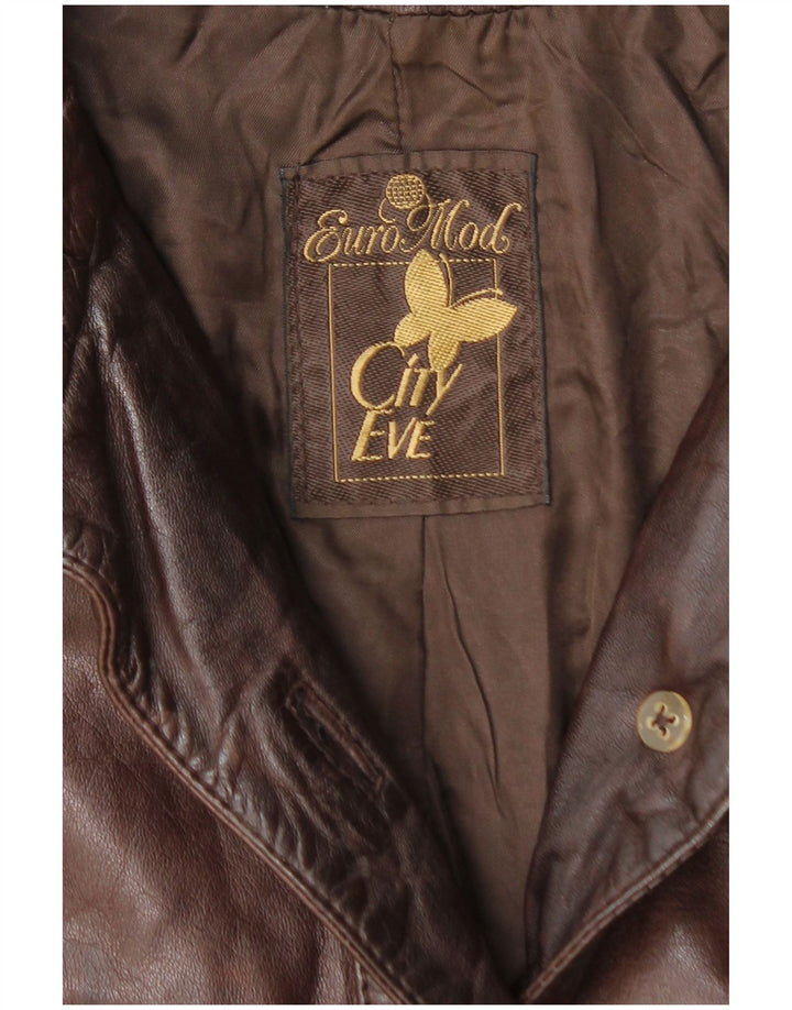 VINTAGE Damen Ledermantel UK 14 Mittelbraun