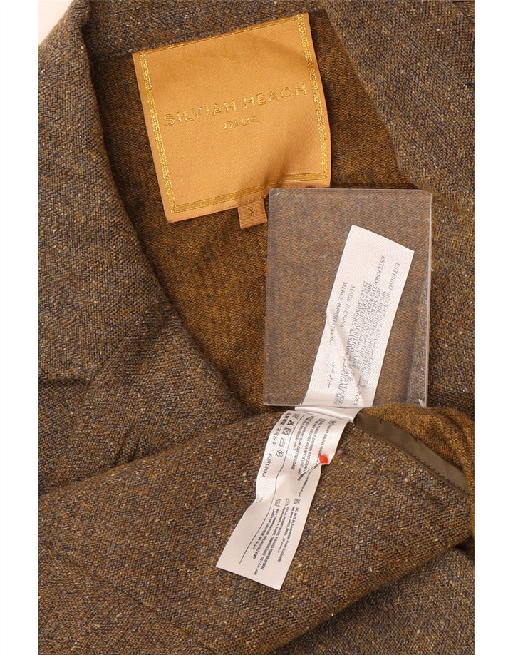 Silvian Heach Damen-Strickblazerjacke, UK 12, Mittelbraun, Farbblock